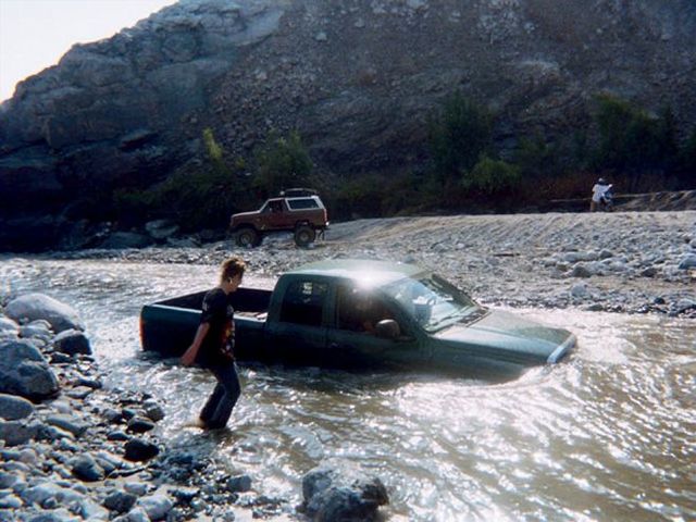 My mom rolled a truck into a river in winter