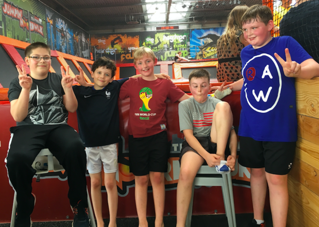 Birthday fun on the trampoline and making pizzas