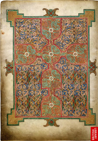 The Lindisfrarne Gospels, Early 8th century, Ink, pigment, and gold on vellum,