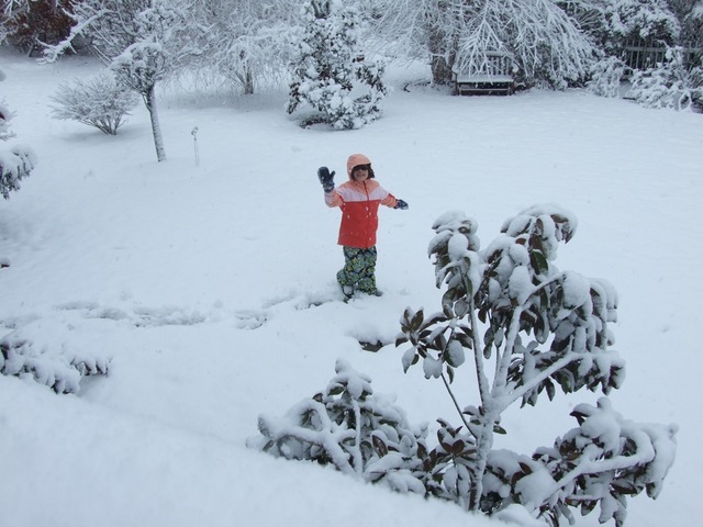 Cuando nevó yo jugué al aire libre.
