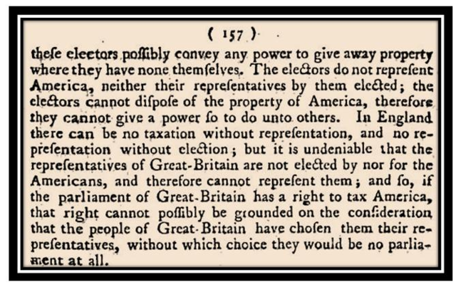 "No Taxation Without Representation"