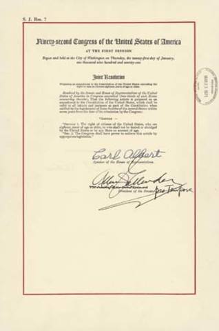 Twenty-sixth Amendment to the Constitution of the United States Ratified