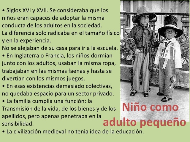 El niño como adulto pequeño (Siglos XVI y XVII)