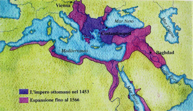 L'impero romano d'Oriente (o Impero Bizantino) cade per mano dei Turchi Ottomani