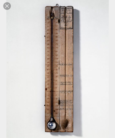 Barometer, microscope, air pump, and thermometer.