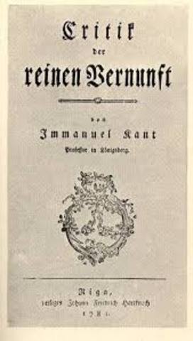 Publicación de Kritik der reinen vernunfl  "Crítica de la razón pura", Emmanuel Kant