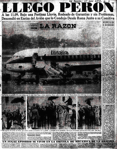 Perón vuelve a la Argentina