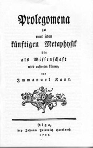 Publicación de Prolegómenos para cualquier metafísica futura