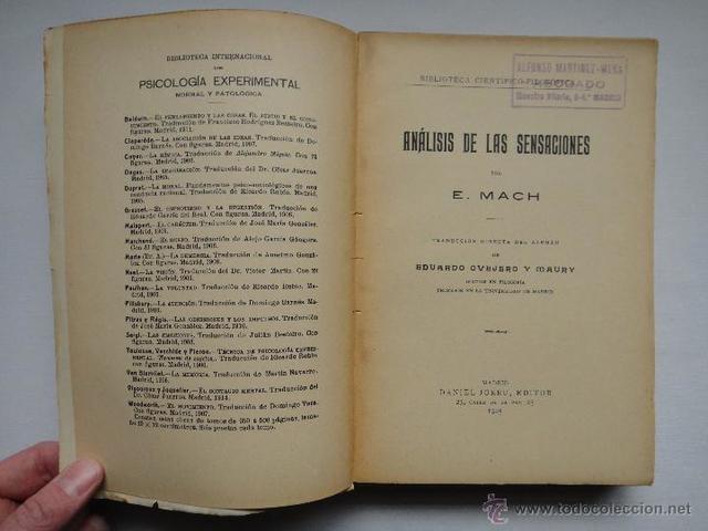 Publicación de Análisis de las sensaciones. de Ernst Mach