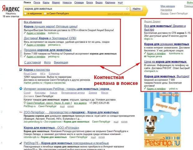 Контекстная реклама на yandex.ru