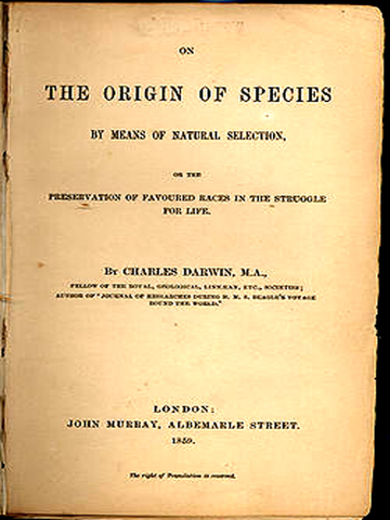 Libro de Darwin "Origen de las especies"