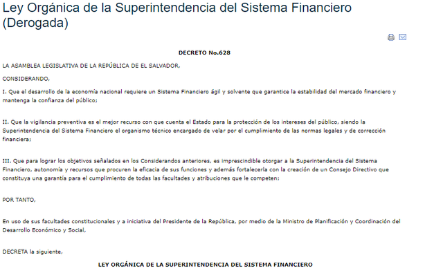 Ley Orgánica de la Superintendencia del Sistema Financiero