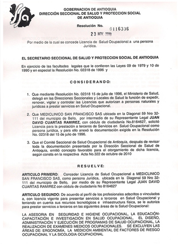 APARICIÓN LICENCIA SALUD OCUPACIONAL