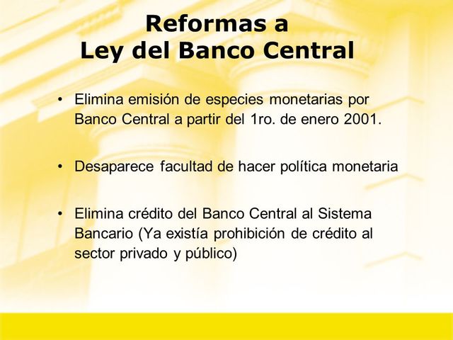 Nuevas reformas a la Ley de Bancos,