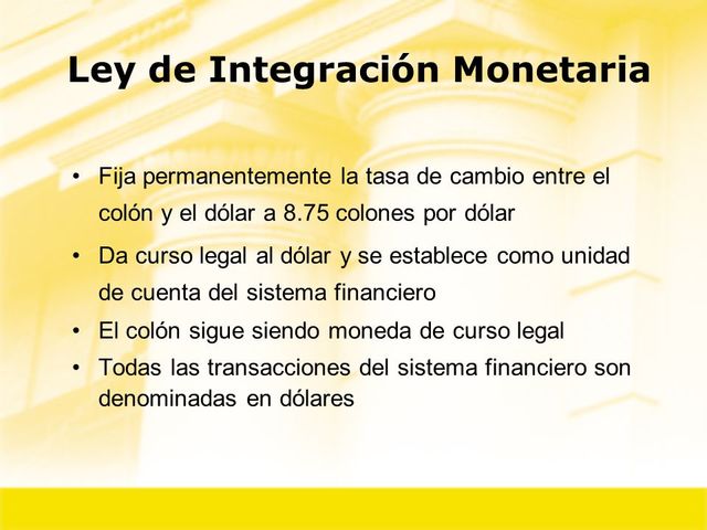 2001, Ley de Integración Monetaria