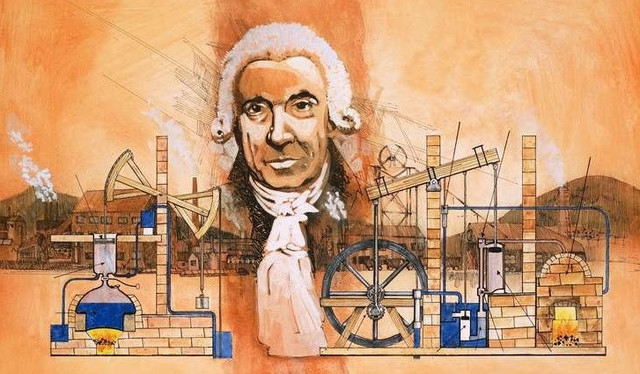 Máquina de vapor, patentada por James Watt