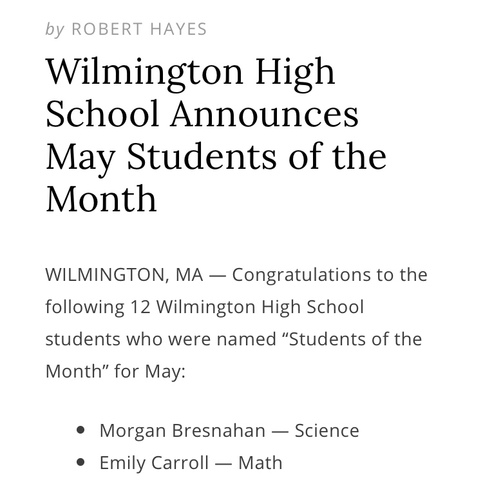 Honor Roll- Student of the Month