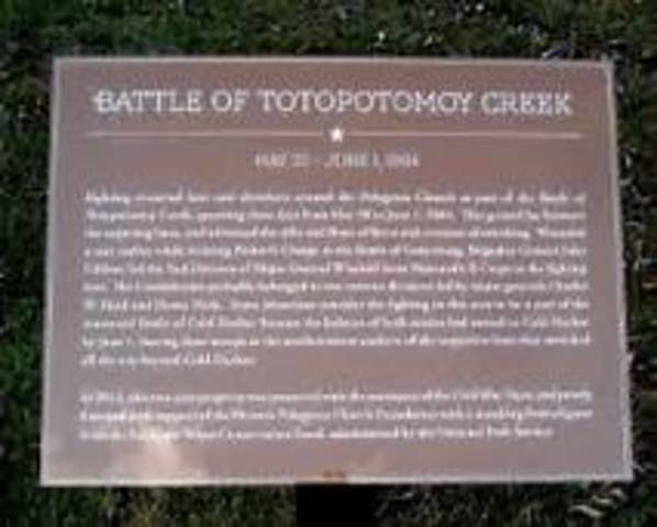 (US) The Battle of Totopotomoy Creek in Virginia occurred.