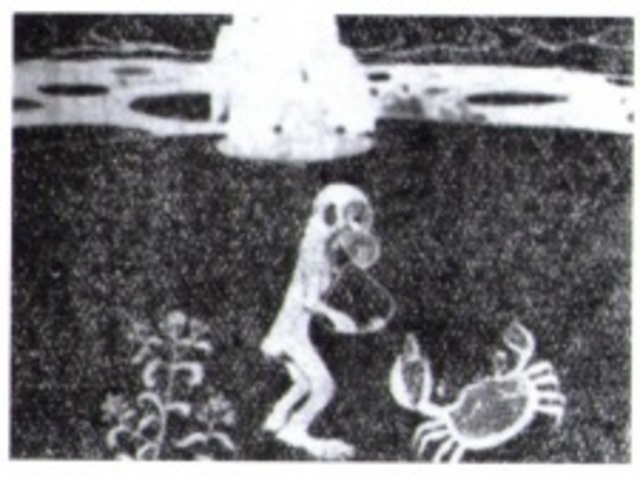 The crabs gets his revenge on the monkey