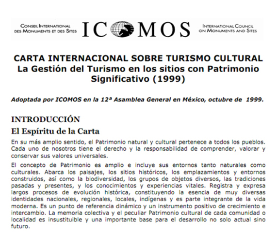 Carta Internacional sobre turismo cultural - La gestión del turismo en los sitios con patrimonio significativo 1999