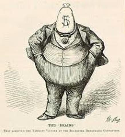 •	Boss Tweed rise at Tammany Hall (1871)
