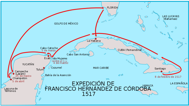 Primera expedición desde cuba al continente.