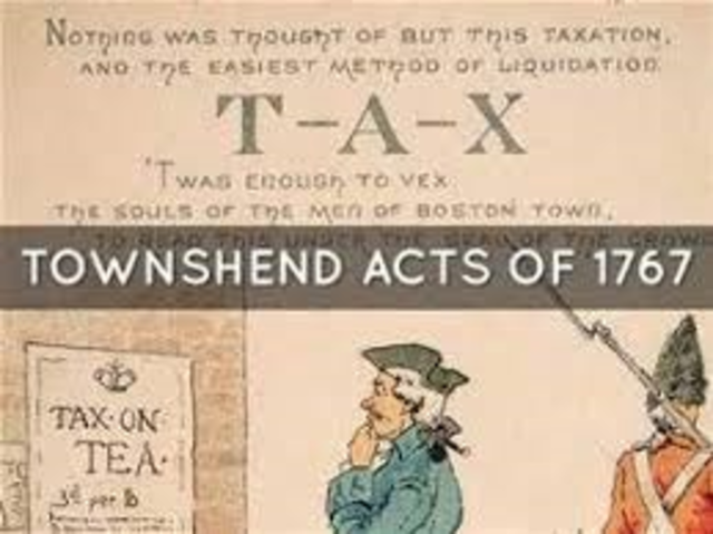 29 June:&nbsp;Townshend Revenue Act (Townshend Duties