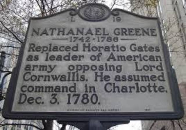 Washington names Nathanael Greene commander of the Southern Army