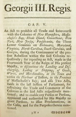 1775: Prohibitory Act