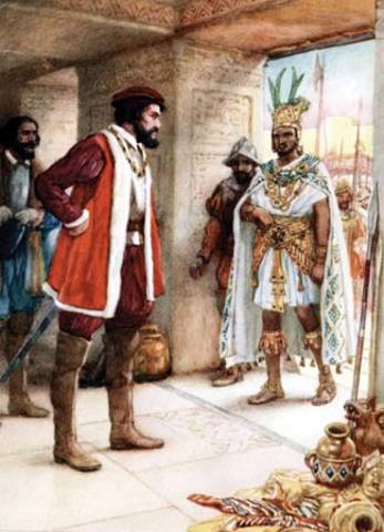 Hernando Cortes and his forces overthrew the Aztec Empire