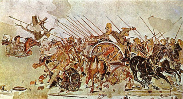 The Macedonians and Persians meet on the battlefield