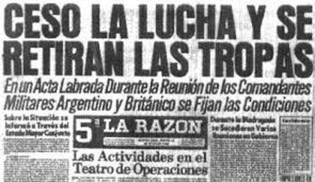 Rendición de tropas argentinas