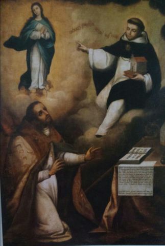San Faustino, obispo de Pauda, y santo Tomás (disputa sobre la Inmaculada)