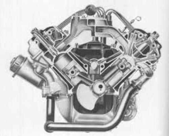 Fabricaion en serie del motor de ocho cilindros en V.