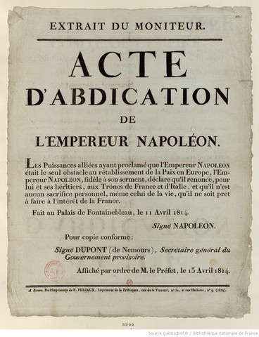 (H)-Abdication de Napoléon au trône