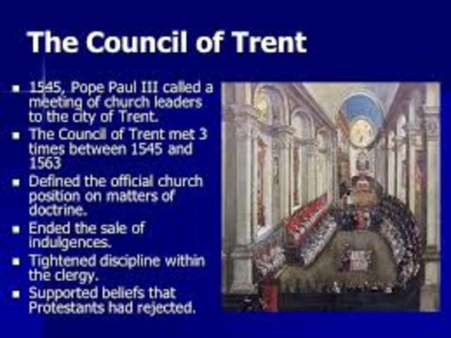 Followers of Pope Paul III met at the council of Trent