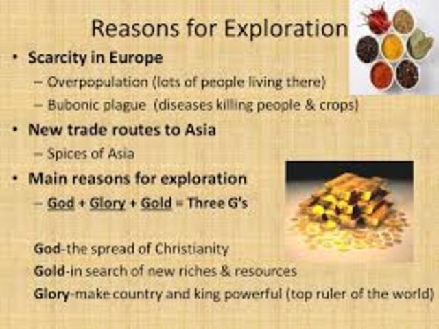 God, Gold, and Glory were the three main reasons for exploration