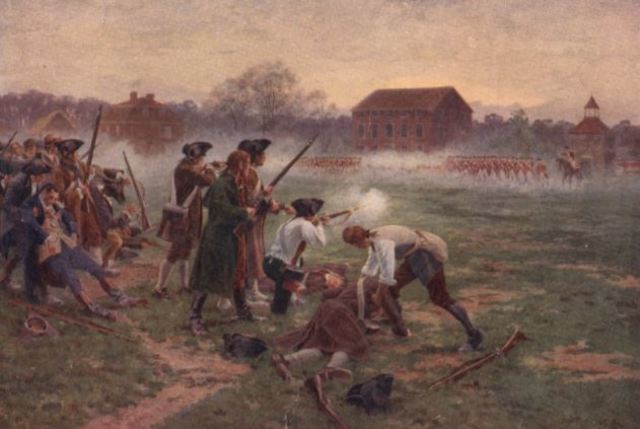 The battle of Lexington and Concord