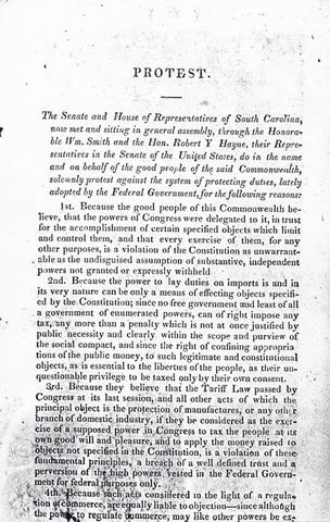 Tariff of 1828 and The Nullification Crisis