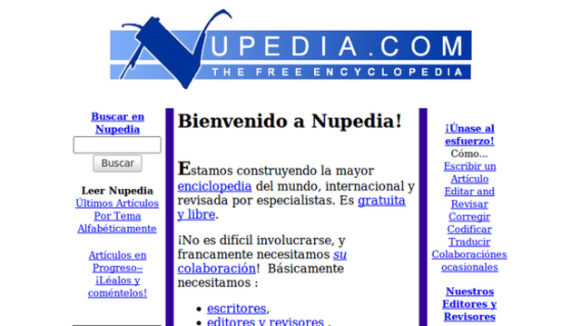 Bomis para Nupedia para Wikipedia.