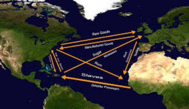 Slaves where shipped along the middle passage of triangular trade