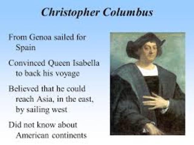 Christopher Columbus was sponsored by Queen Isabella to sail westward to reach asia