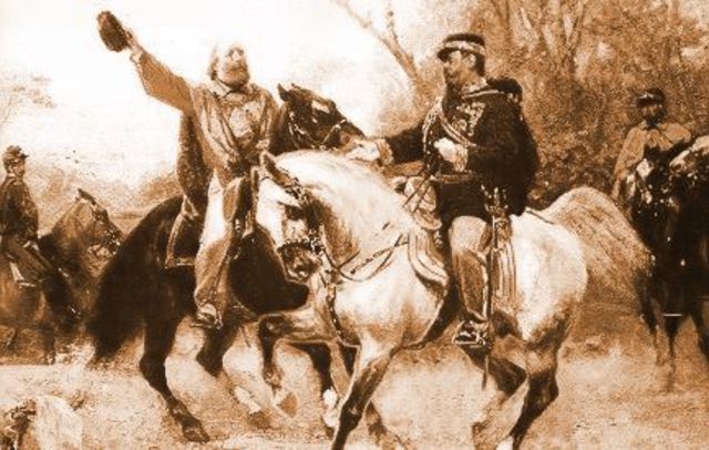 GARIBALDI CONSEGNA A VITTORIO EMANUELE II I TERRITORI CONQUISTATI