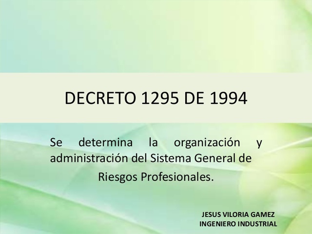 DECRETO 1295 DE 1994