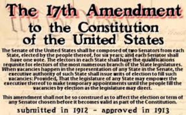 17th Amendment passed
