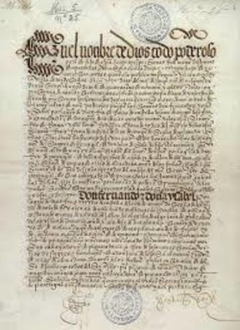 The Treaty of Tordesillas divided the claims of Portugal and Spain