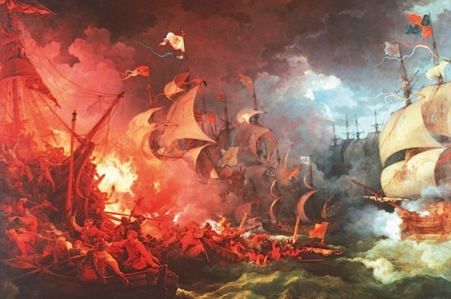 sir Francis and lord Charles defeat the Spanish armada