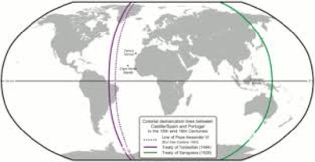 The Treaty of Tordesillas divided the claims of portugal and spain