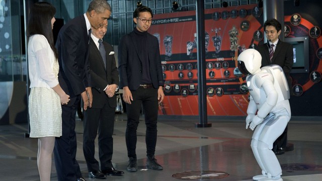 ASIMO y Obama.
