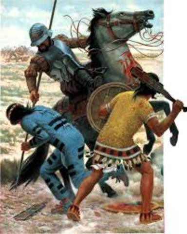 The Spanish campaign led the defeat of the aztecs